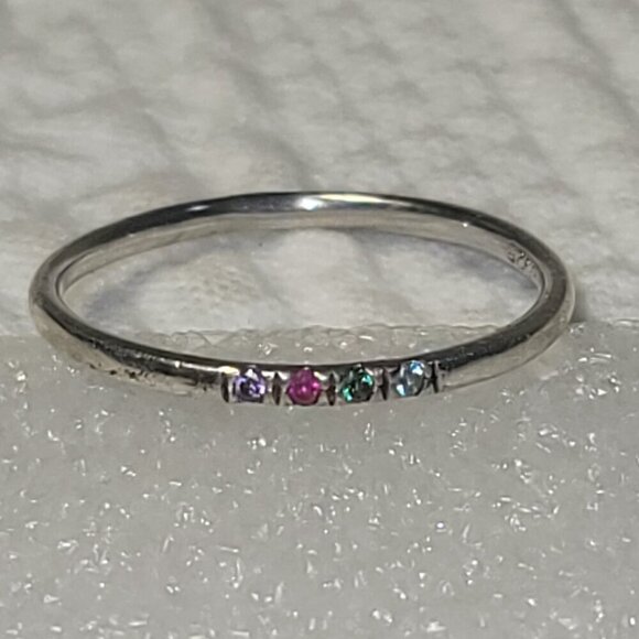 690/300. Multi Gemstone Ring Sterling Silver 925 Sz 10.5 - Picture 1 of 5